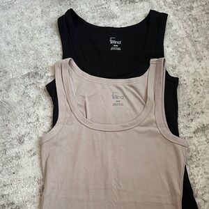 Felina Ribbed Tank Top Bundle in Black and Taupe - Scoop Neck